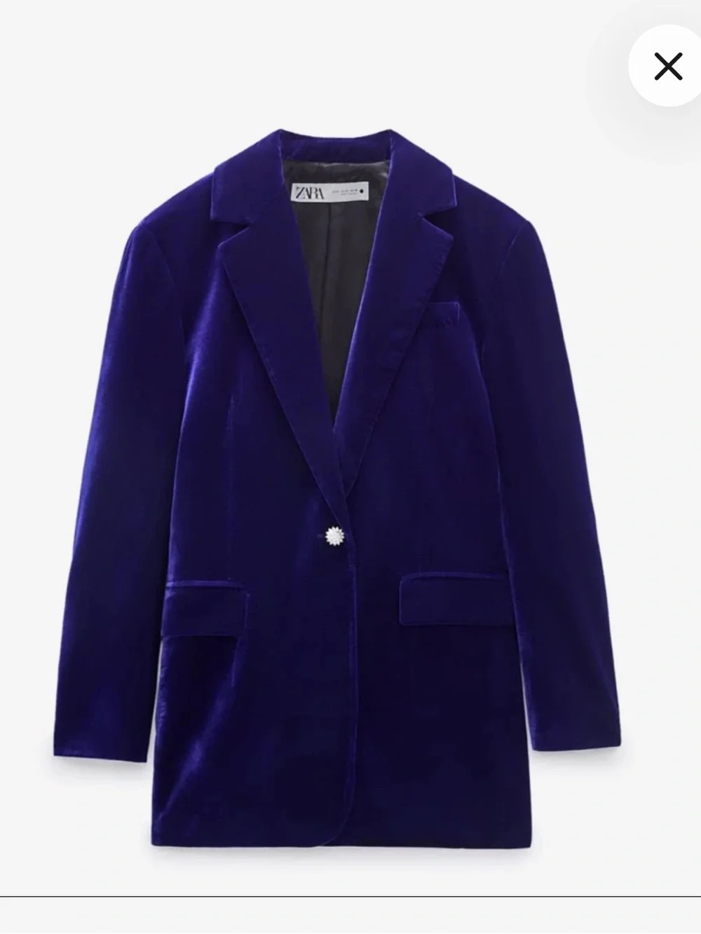 Zara Oversized Velvet Rhinestone Single-Button Blazer - Picture 3 of 4